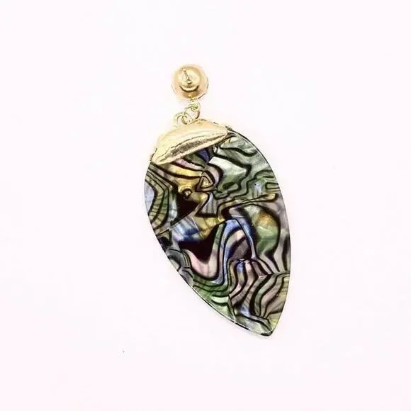 Abalone Colored Gold-Tone Pear Dangle Earrings - Picture 4 of 4